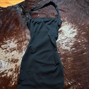 Square neck halter little black dress